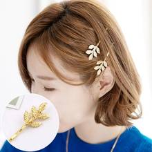 2pcs New Hair Clip For Women Girls Hairgrip Golden Leaf Hairpin Fashion Bridal Headdress Olive Leaf Tree Leaves Hair Accessories 2024 - buy cheap