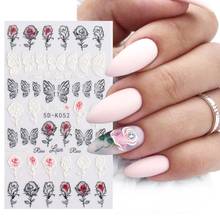 1sheet 5d White Embossed Flower Lace Nail Sticker Floral Butterfly Decal Women Wedding Nail Art Design Manicure Decor Accessorie 2024 - buy cheap