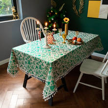 Fabric Green Red Tablecloth For Table Cover Table Dining Desk Cloth Party New Year Christmas Decoration 2024 - buy cheap