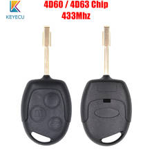 Keyecu дистанционный ключ-брелок от машины для форд фиеста Focus Mondeo KA C-макс 3 кнопки 433 МГц 4D60/4D63 чип FO21 лезвие 2024 - купить недорого