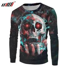 UJWI Man Horror Skull Sweatshirt Men's 3D Harajuku Oversized Red Eye Smoke Pullover Printed Cartoon Fitness Clothing 2024 - buy cheap