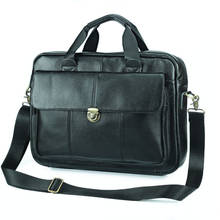 Nesitu-maletín de piel auténtica para ordenador portátil de 14 "para hombre, bolsa de mensajero de piel auténtica para negocios, color negro, M006, nuevo, A4 2024 - compra barato