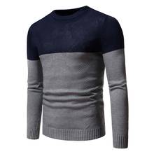 2022 Men's Knitted Sweater Autumn Winter Casual O-Neck Patchwork Slim Knittwear Mens Sweaters Pullovers Jumper Pull Homme 2024 - buy cheap