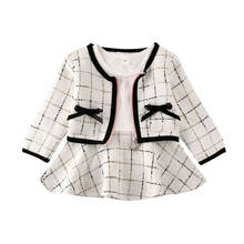 Inverno da criança do bebê roupas da menina xadrez casaco topos + tutu vestido formal conjunto de roupa 2024 - compre barato