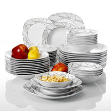 Veweet serena 24/48-piece cozinha porcelana cerâmica jantar conjunto de tigelas pratos de sobremesa pratos de sopa pratos de jantar conjunto de talheres 2024 - compre barato