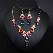 Luxury Women Rhinestone Pendant Chain Necklace Stud Earrings Wedding Jewelry Set Jewelry fashion women Accessories 2024 - buy cheap