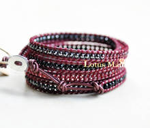 Lotus Mann authentic wine red garnet natural crystal 5 ring garnet bracelet 2024 - buy cheap