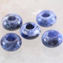 5Pcs Big Hole Beads Natural Stone Blue Sodalite for Men Women Gem DIY Jewelry Making Earring Necklace 14mm Spacer Bead K1002 2024 - buy cheap
