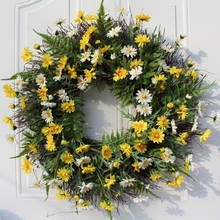 Guirnalda de flores de margaritas y lavanda para decoración del hogar, Planta Artificial para restaurante, boda, Festival, pared, puerta, colgante 2024 - compra barato