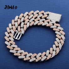 JINAO 18mm Gold Sliver-color square buckle Cuban necklace ice-out cubic zirconia necklace hip-hop jewelry men's gift 2024 - buy cheap