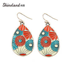 Shineland 2021  Fashion Enamel Drop Earrings 4 Colors Plated Trendy Water Dangle Earrings For Women Statement Earrings Jewelry 2024 - buy cheap