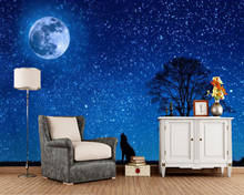Papel де parede звездное небо ночь и Луна 3d обои, гостиная диван ТВ стены Детская спальня обои домашний декор 2024 - купить недорого