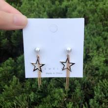 Metal hollow five-pointed star long chain pearl fashion female jewelry earrings designed for women to design jewelry 2024 - buy cheap