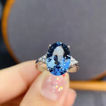 Pure Natural Topaz Ring Deep London Blue for Women Party Big Gemstone 12x16mm Fine jewelry High Quality S925 Silver 2024 - buy cheap