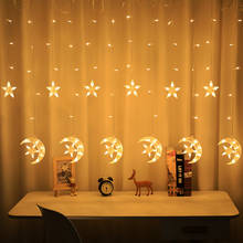 Guirnalda de luces LED para interiores y exteriores, guirnalda de luces de hadas de Navidad, luna, estrella, ventana, Año Nuevo, hogar, calle, árbol, decoraciones 2024 - compra barato