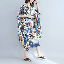 Femmes Boho Print Beach Summer Dress Women Casual Loose Cotton T-shirt Long Dresses Female Vintage Vestidos 2024 - buy cheap