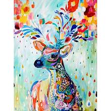 Pintura de animais com diamantes bricolagem gatyzance 5d completo imagem bordada com diamante em forma de cervo sem moldura decoração para casa 2024 - compre barato