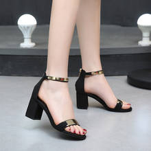 Sandals women summer square chunky heels red black Buckle ankle strap high Block heel open toe party sandals woman pump 2024 - buy cheap
