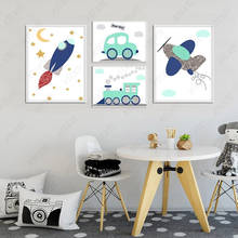 Cartoon Rocket Canvas Painting Car Airplane Train Poster Wallpaper Art Transportation Craft Decoration Picture Print Kids Room 2024 - buy cheap