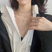 S925 colar de prata esterlina para as mulheres coreano coração-em forma de amor de cinco pontas estrela corrente bola clavícula corrente jóias atacado 2024 - compre barato