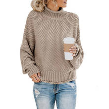 Женский вязаный свитер-водолазка без подкладки, пуловер с высоким свинцовым рукавом, свободный джемпер, топы с длинным рукавом 2024 - купить недорого