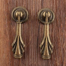 2Pcs Kitchen Door Wood Box Wardrobe Pull Handle Knobs Antique Furniture Handle Drawer Cabinet Handle and Knob with Screw 18*55MM 2024 - buy cheap