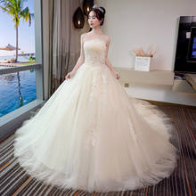 Новинка 2021, сексуальное свадебное платье без бретелек, роскошное свадебное платье со шлейфом, изготовленное на заказ, платье невесты большого размера 2024 - купить недорого