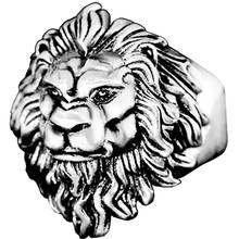 Кольцо в виде головы льва из нержавеющей стали для мужчин в стиле хип-хоп, кольцо на палец в стиле панк, байкерское кольцо 2024 - купить недорого