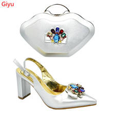 doershow fashion African Wedding Shoes and Bag Set silver Italian Shoes with Matching Bags Nigerian Women party! HMS1-8 2024 - buy cheap