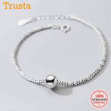 Trustdavis-pulsera minimalista de Plata de Ley 925 para mujer, pulsera de cadena con abalorios de 8mm, joyería fina para boda, DB091 2024 - compra barato