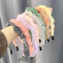 Color Lattice Heandbands Rubber Bands for Hair Elastic Band Fashion Korean Sheer Yarn Headwear Hairbands Womens Hair Accessories 2024 - buy cheap