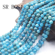 Free Shipping 4mm Small Round Blue Apatite Loose  Stone Spacer Beads Strand  15" 2024 - buy cheap