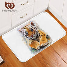 BeddingOutlet Tiger Bedroom Carpet Watercolor Doormat Wild Animal Anti-slip Bath Mat White Area Rugs Kitchen alfombra 40x60cm 2024 - buy cheap