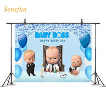 LEVOO Cartoon Backdrop Blue Baby Boy Boss Birthday Balloons Photo Background for Photography Photo Studio Prop Photozone vinyl 2024 - buy cheap