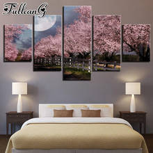 FULLCANG Cherry blossom tree scenery 5 piece diy diamond painting full square round drill mosaic embroidery sale decor FC2946 2024 - buy cheap