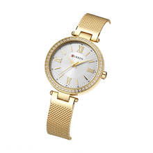 CURREN женские часы 2019 Модные кварцевые наручные часы со стразами Лидирующий бренд водонепроницаемые повседневные из нержавеющей стали Relojes Para Mujer 2024 - купить недорого