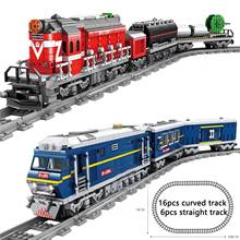 City Power-Driven Diesel Rail Train Cargo With Tracks Set Model Technical Building blocks Train Model For Kids Birthday Present 2024 - buy cheap