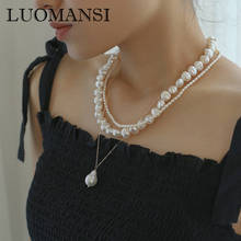 Luomansi Irregular Baroque All Natural Freshwater Pearl 3 Layer Necklace Noble Woman Wedding Party S925 Silver High Jewelry 2024 - buy cheap