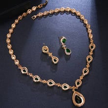 Bettyue New Arrival Elegant Green Color Cubic Zircon Earring And Necklace Women Noble Gold Color Jewelry Set Wedding Party Gift 2024 - buy cheap