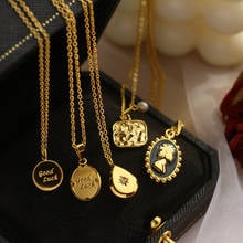 18K Gold-Plated Rose Wind Paris French Octagonal Star Water Drop Colorfast Titanium Steel Coin Letter Short Necklace Wholesale 2024 - buy cheap