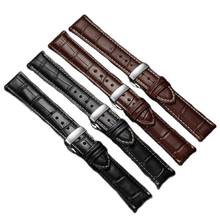 Genuine Leather Watchband Butterfly Buckle Bands Bamboo Bracelet Brown Watch Strap 14mm 16mm 18mm 20mm 22mm Black 2024 - buy cheap