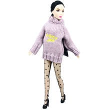 Winter Purple Miss You Sweater for Barbie Doll Outfits Pullover Long Sleeve Top Clothes for 1/6 BJD Doll Accessories Toy 2024 - buy cheap