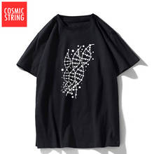Хлопковая свободная летняя футболка с принтом «космическая струна», крутая свободная футболка с короткими рукавами, Мужская футболка с круглым вырезом, топы, футболки 2024 - купить недорого