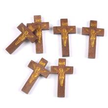 Colgantes de la cruz de Jesús para decoración, adornos de madera para colgar, regalos de joyería, suministros de manualidades de madera, mt2595, 10 Uds. 2024 - compra barato