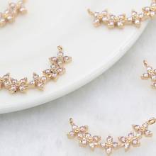 2021 New True Gold Plated Copper Zircon Two Holes 30MM Flower Necklace Pendants DIY Earring Charms Jewelry Making Accessory 2024 - buy cheap