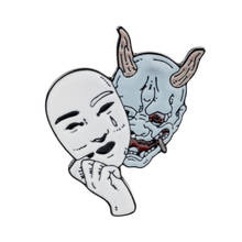 Japonês hannya máscara broche horror demônio pino esmalte pinos de metal broche assustador jóias acessórios para mulheres presentes 2024 - compre barato