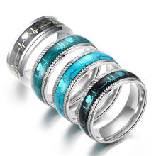 Titanium steel black ECG ring stainless steel ring promise ECG ring jewelry, men's ring - women's ring 2024 - buy cheap