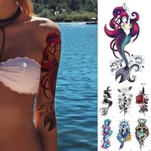 Waterproof Temporary Tattoo Sticker Old School Mermaid Flash Rose Tattoos Body Art Arm Fake Tatoo Women Men 2024 - buy cheap