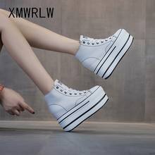 XWMRLW-Zapatillas gruesas para mujer, zapatos altos de cuero, informales, color blanco y negro, otoño e invierno, 2020 2024 - compra barato