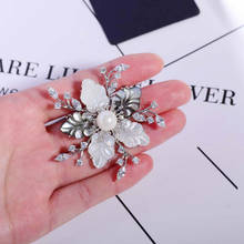OKILY Luxury Cubic Zirconia Flower Brooch Pin Delicate Shell Floral Flowers Pins and Brooches for Women Evening Dress Accessori 2024 - buy cheap